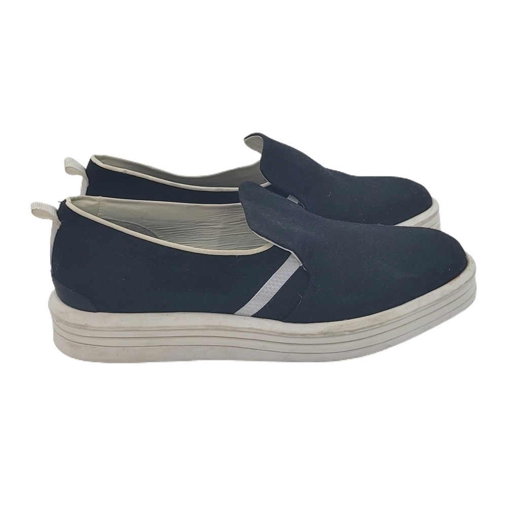 Franco Sarto Womens Black Canvas Maldives Slip-On Sneaker Size 7